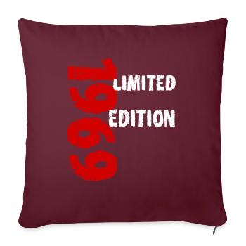 1969 édition limitée anniversaire cadeau femme mari - Housse de coussin décorative 45 x 45 cm - bordeaux - Devant