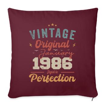 Janvier 1986 Légende depuis 38 ans - Housse de coussin décorative 45 x 45 cm - bordeaux - Devant