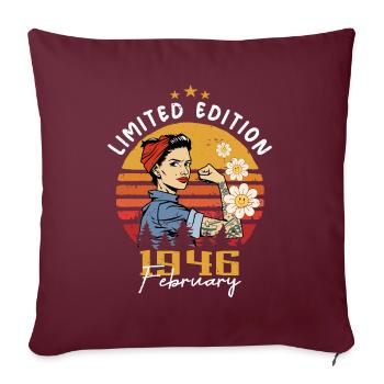 78 ans - Né en février 1946 - Housse de coussin décorative 45 x 45 cm - bordeaux - Devant