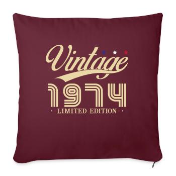 Cadeau d’anniversaire Vintage original 1974 - Housse de coussin décorative 45 x 45 cm - bordeaux - Devant