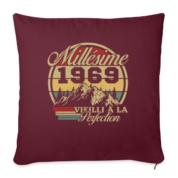 Millésime 1969, Cadeau D'anniversaire Vintage 1969 - Housse de coussin décorative 45 x 45 cm - bordeaux - Devant