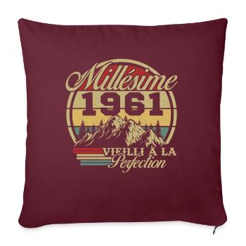 Millésime 1961, Cadeau D'anniversaire Vintage 1961 - Housse de coussin décorative 45 x 45 cm - bordeaux - Devant