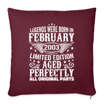 Légendaire depuis février 2003 - 21 ans - Housse de coussin décorative 45 x 45 cm - bordeaux - Devant