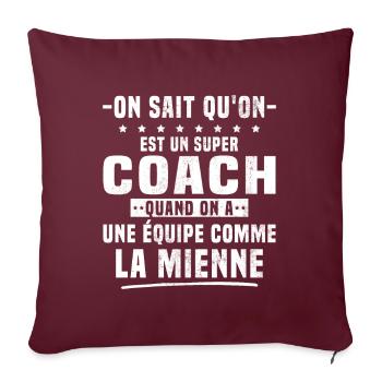 Un Super Coach Cadeau Entraîneur Sportif Humour - Housse de coussin décorative 45 x 45 cm - bordeaux - Devant