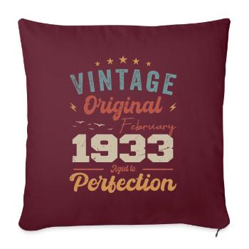 Né en février 1933 millésime 1933 anniversaire - Housse de coussin décorative 45 x 45 cm - bordeaux - Devant