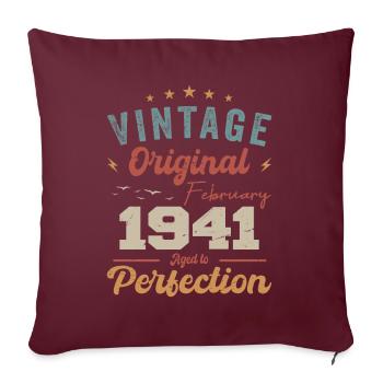 Né en février 1941 millésime 1941 anniversaire - Housse de coussin décorative 45 x 45 cm - bordeaux - Devant