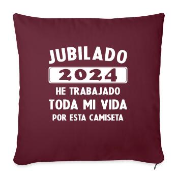 Retraité en 2024 / Retraité 2024 Cadeau Humour - Housse de coussin décorative 45 x 45 cm - bordeaux - Devant