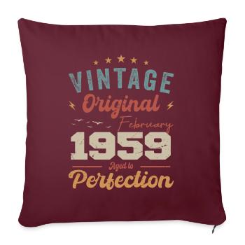 Né en février 1959 millésime 1959 anniversaire - Housse de coussin décorative 45 x 45 cm - bordeaux - Devant