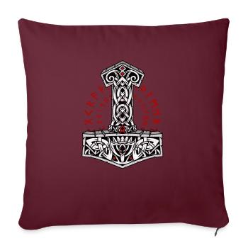Mjolnir marteau de Dieu mythologie nordique viking - Housse de coussin décorative 45 x 45 cm - bordeaux - Devant
