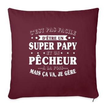 Super-Opa und Fischer-Geschenk - Sofakissenbezug 45 x 45 cm - Burgunderrot - Vorne