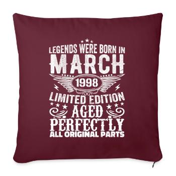 Legendär seit März 1998 Geburtstag 1998 - Sofakissenbezug 45 x 45 cm - Burgunderrot - Vorne