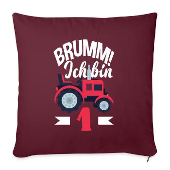 1. Geburtstag Traktor 1 Jahr Geburtstagsshirt - Sofakissenbezug 45 x 45 cm - Burgunderrot - Vorne