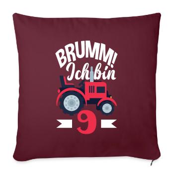 9. Geburtstag Traktor 9 Jahre Geburtstagsshirt - Sofakissenbezug 45 x 45 cm - Burgunderrot - Vorne