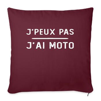 Je peux pas j ai moto - Housse de coussin décorative 45 x 45 cm - bordeaux - Devant