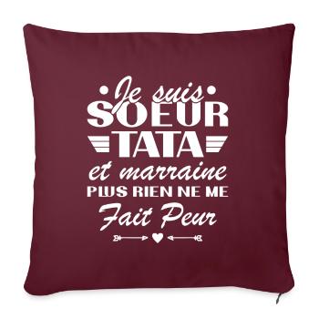Sœur Tata et Marraine - Housse de coussin décorative 45 x 45 cm - bordeaux - Devant