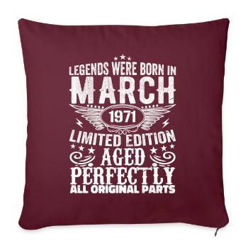 Légendaire depuis mars 1971 Anniversaire 1971 - Housse de coussin décorative 45 x 45 cm - bordeaux - Devant