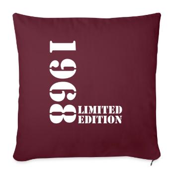 1968 édition limitée anniversaire cadeau femme mari - Housse de coussin décorative 45 x 45 cm - bordeaux - Devant