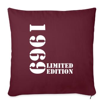 1969 édition limitée anniversaire cadeau femme mari - Housse de coussin décorative 45 x 45 cm - bordeaux - Devant