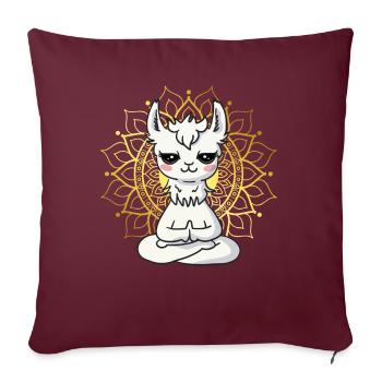 Yoga mit Lama vor einem Mandala - Sofakissenbezug 45 x 45 cm - Burgunderrot - Vorne