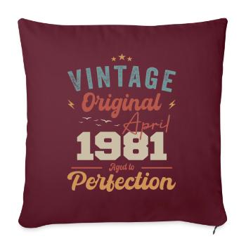 Vintage né avril 1981 cadeau d’anniversaire - Housse de coussin décorative 45 x 45 cm - bordeaux - Devant