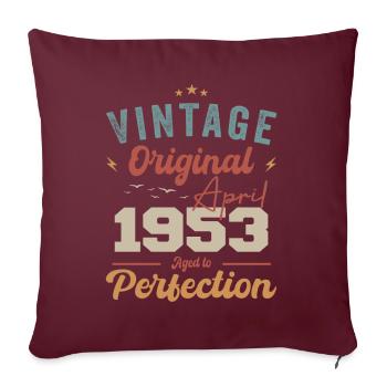 Vintage né en avril 1953 cadeau d’anniversaire - Housse de coussin décorative 45 x 45 cm - bordeaux - Devant