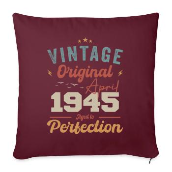 Vintage Geboren im April 1945 Geburtstagsgeschenk - Sofakissenbezug 45 x 45 cm - Burgunderrot - Vorne