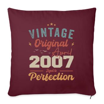 Vintage né en avril 2007 cadeau d’anniversaire - Housse de coussin décorative 45 x 45 cm - bordeaux - Devant