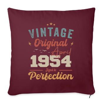 Vintage né en avril 1954 cadeau d’anniversaire - Housse de coussin décorative 45 x 45 cm - bordeaux - Devant