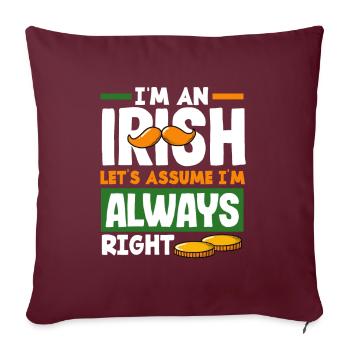 Drôle d’irlandais Irlande cadeau - Housse de coussin décorative 45 x 45 cm - bordeaux - Devant
