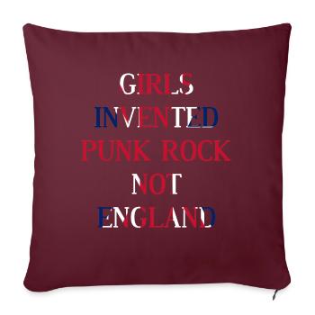 GIRLS INVENTED PUNK ROCK NOT ENGLAND – UNION JACK - Sofakissenbezug 45 x 45 cm - Burgunderrot - Vorne