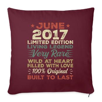 Juni 2017 Geburtstag Juni 2017 Geschenk Juni 2017 - Sofakissenbezug 45 x 45 cm - Burgunderrot - Vorne