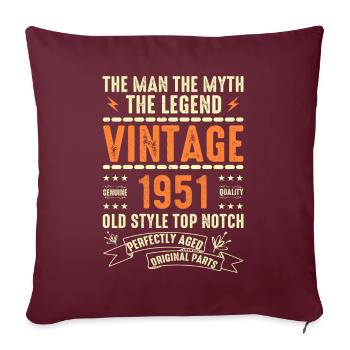1951 Cadeau Anniversaire Vintage 1951 Millésime 1951 - Housse de coussin décorative 45 x 45 cm - bordeaux - Devant