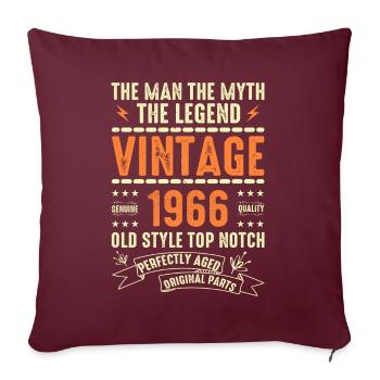 Cadeau d’anniversaire 1966 Vintage 1966 Millésime 1966 - Housse de coussin décorative 45 x 45 cm - bordeaux - Devant