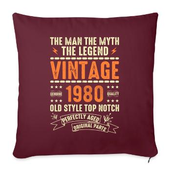Cadeau d’anniversaire des années 1980 Vintage des années 1980 Millésime des années 1980 - Housse de coussin décorative 45 x 45 cm - bordeaux - Devant