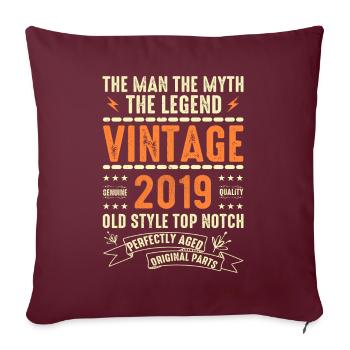 2019 Jubiläumsgeschenk Jahrgang 2019 Vintage 2019 - Sofakissenbezug 45 x 45 cm - Burgunderrot - Vorne