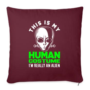 Drôle de cadeau extraterrestre extraterrestre - Housse de coussin décorative 45 x 45 cm - bordeaux - Devant