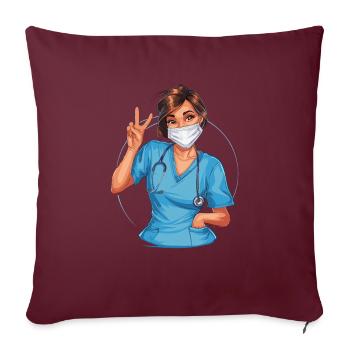 Lustige Krankenschwester mit Humor - Sofakissenbezug 45 x 45 cm - Burgunderrot - Vorne
