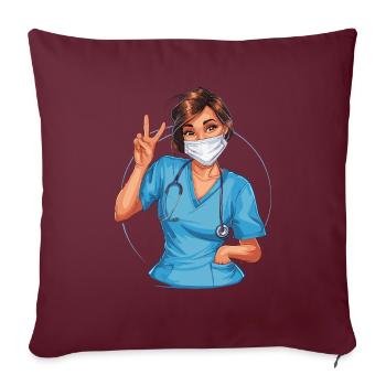 Lustige Krankenschwester mit Humor - Sofakissenbezug 45 x 45 cm - Burgunderrot - Vorne