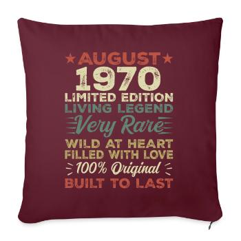 August 1970 - Geschenkidee Für August 1970 - 1970 - Sofakissenbezug 45 x 45 cm - Burgunderrot - Vorne