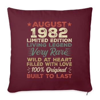 Août 1982 - Idée cadeau pour Août 1982 - 1982 - Housse de coussin décorative 45 x 45 cm - bordeaux - Devant