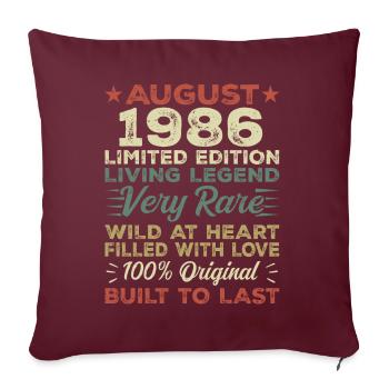 August 1986 - Geschenkidee Für August 1986 - 1986 - Sofakissenbezug 45 x 45 cm - Burgunderrot - Vorne