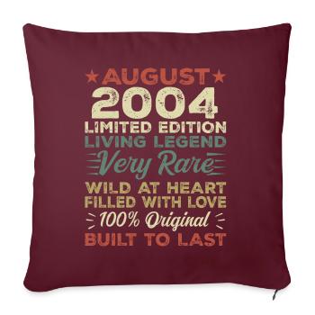 Août 2004 - Idée cadeau pour Août 2004 - 2004 - Housse de coussin décorative 45 x 45 cm - bordeaux - Devant