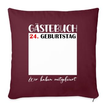 24e anniversaire femmes 24 ans hommes cadeau - Housse de coussin décorative 45 x 45 cm - bordeaux - Devant