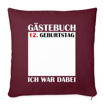 12e anniversaire fille 12 ans garçon cadeau - Housse de coussin décorative 45 x 45 cm - bordeaux - Devant