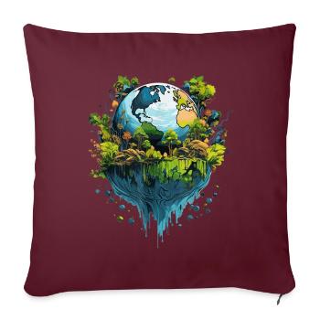 Respectez votre mère, le Jour de la Terre - Housse de coussin décorative 45 x 45 cm - bordeaux - Devant