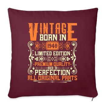1940 Né en 1940 - Construit en 1940 Anniversaire 1940 - Housse de coussin décorative 45 x 45 cm - bordeaux - Devant