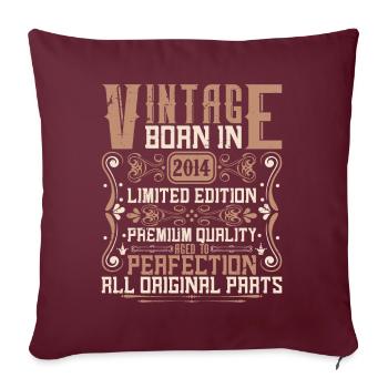 2014 Anniversaire Millésime 2014 Né Millésime 2014 - Housse de coussin décorative 45 x 45 cm - bordeaux - Devant