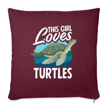 Tortue Tortue Mer Cadeau - Housse de coussin décorative 45 x 45 cm - bordeaux - Devant