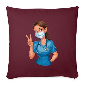 Lustige Krankenschwester mit Humor - Sofakissenbezug 45 x 45 cm - Burgunderrot - Vorne