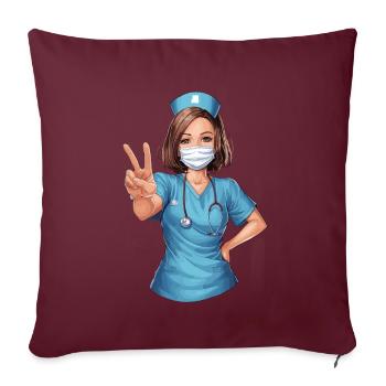 Lustige Krankenschwester mit Humor - Sofakissenbezug 45 x 45 cm - Burgunderrot - Vorne